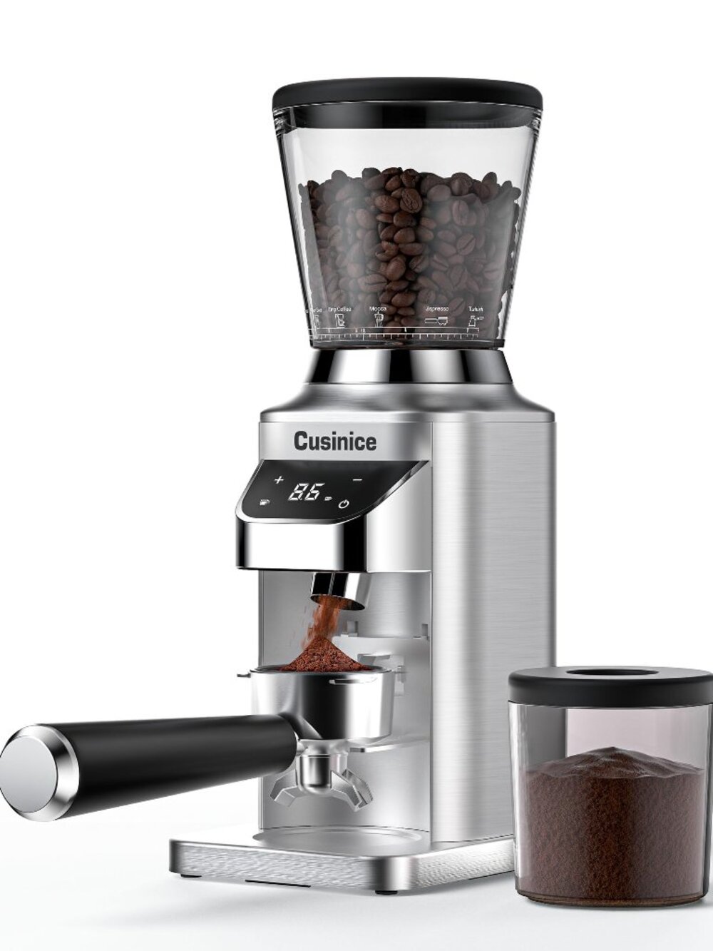 NEW Conical Burr Coffee Grinder Anti-Static 0.1s 34 Grind Settings Smart Memory